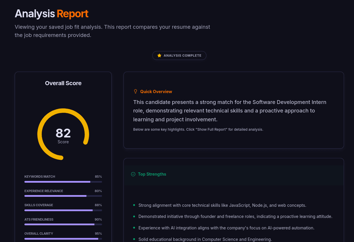 AI-Native Job Fit Analyzer Engine