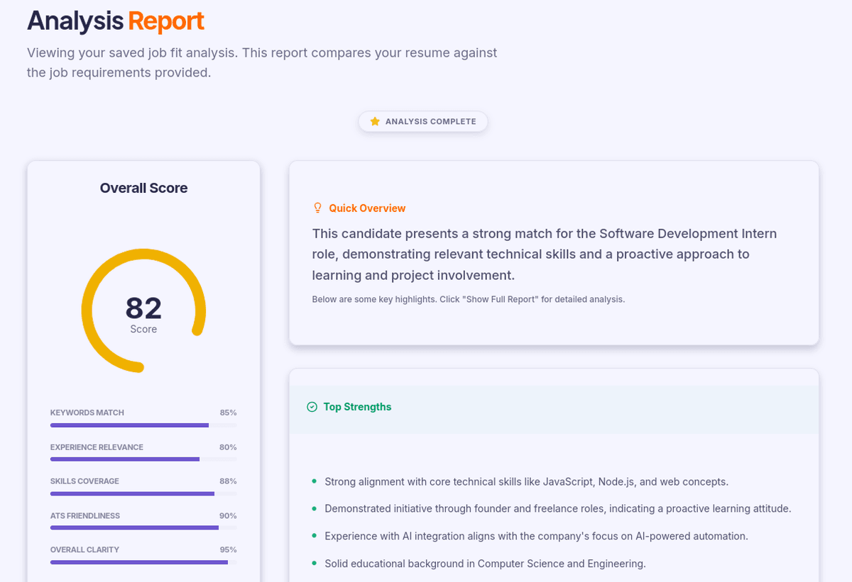 AI-Native Job Fit Analyzer Engine